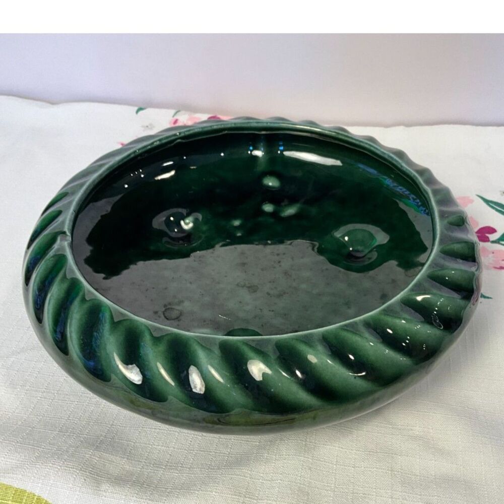 Hull Pottery Planter F46 forest green glossy glaze vintage 50's planter - Picture 4 of 6